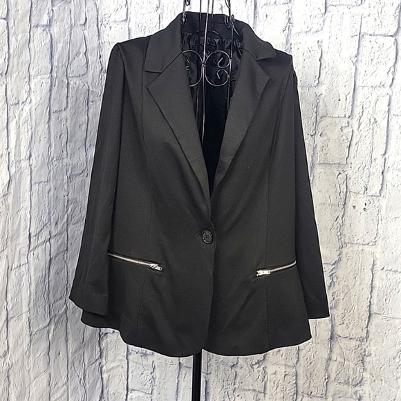 DONNA MOORE Black Button Up Blazer Jacket 14/16 - Picture 1 of 9